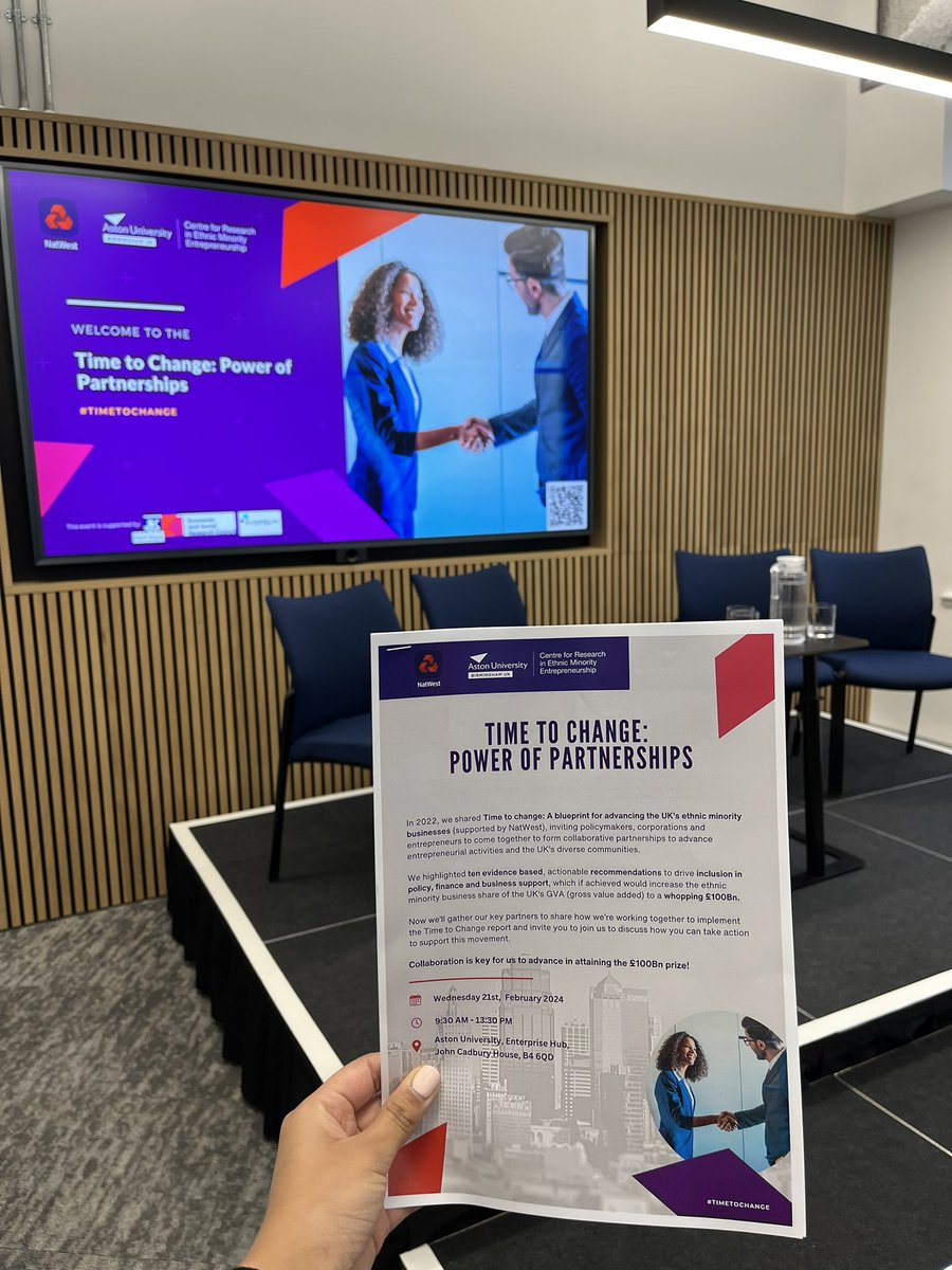 CREMEatAston's tweet photo. 🔈 | We have formally begun our 'Time to Change: Power of Partnerships' event at @AstonUniversity 's John Cadbury Building, in collaboration 🤝 with @NatWestBusiness.  👀 | Keep an eye out for the event highlights! 📲  #PowerOfPartnerships #TimeToChange https://t.co/Tzo2jEsd7M