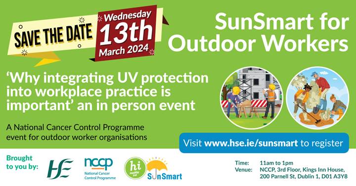 The National Cancer Control Programme is hosting an event for outdoor worker organisations / those who work with outdoor workers. This will look at how to adopt approaches to sun protection for employees that can reduce skin cancer rates in the industry: form.jotform.com/240454829791365