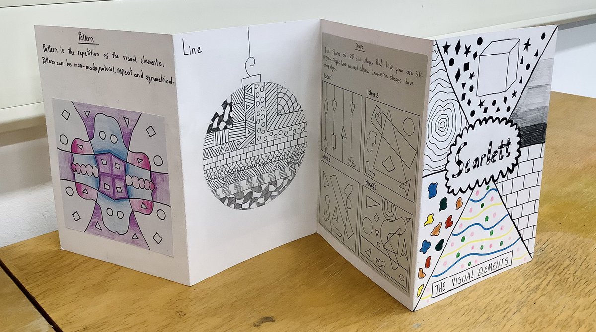 MissAvey_art's tweet photo. Some beautiful and creative work in S1 Visual Elements Booklets! Ready to go home with pupils next week after parents night 🎨🖍️🩵 #visualelements #artanddesign https://t.co/UyS7kjkSYS