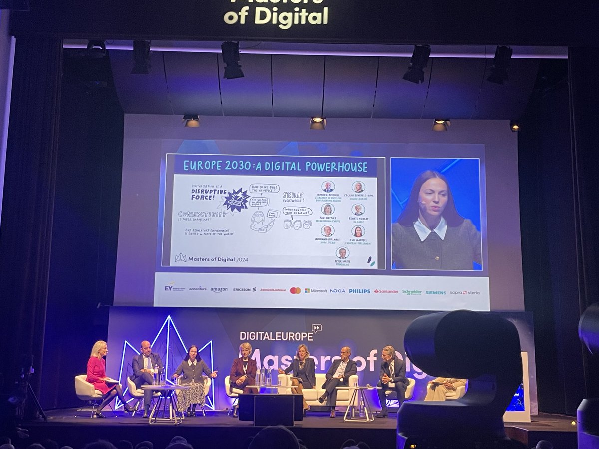 dianemievis's tweet photo. Bringing back the ❤️ in the #EU single market with big ideas: great panel moderated by @BonefeldCecilia this morning at #MoD24 - connectivity as #1 investment priority, skills at all levels, building trust, innovation at the intersection & access to 💰. https://t.co/zG8Do4Pp1E