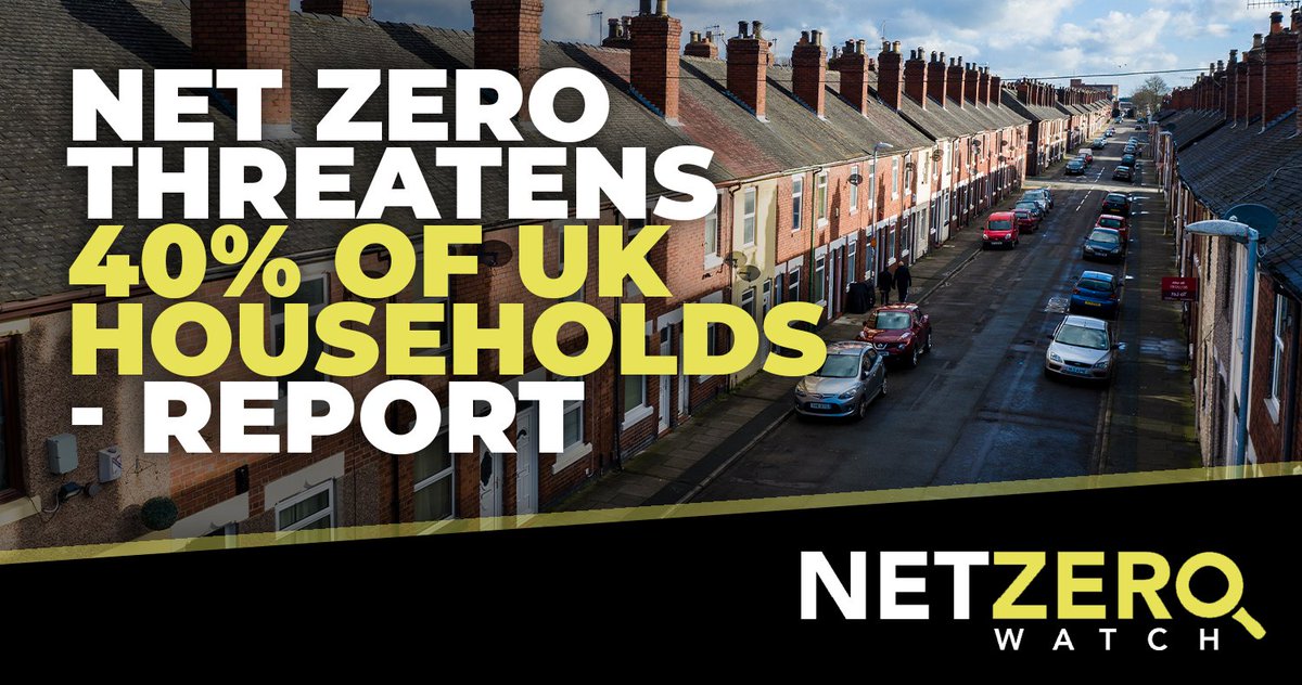 NetZeroWatch's tweet image. The UK Government’s Net Zero policies risk making the poor poorer, a new report has found, with 40% of UK households failing into ‘transition poverty’ meaning they’ll struggle to meet basic needs and see a decline in quality of life under rising costs.

#CostOfNetZero…