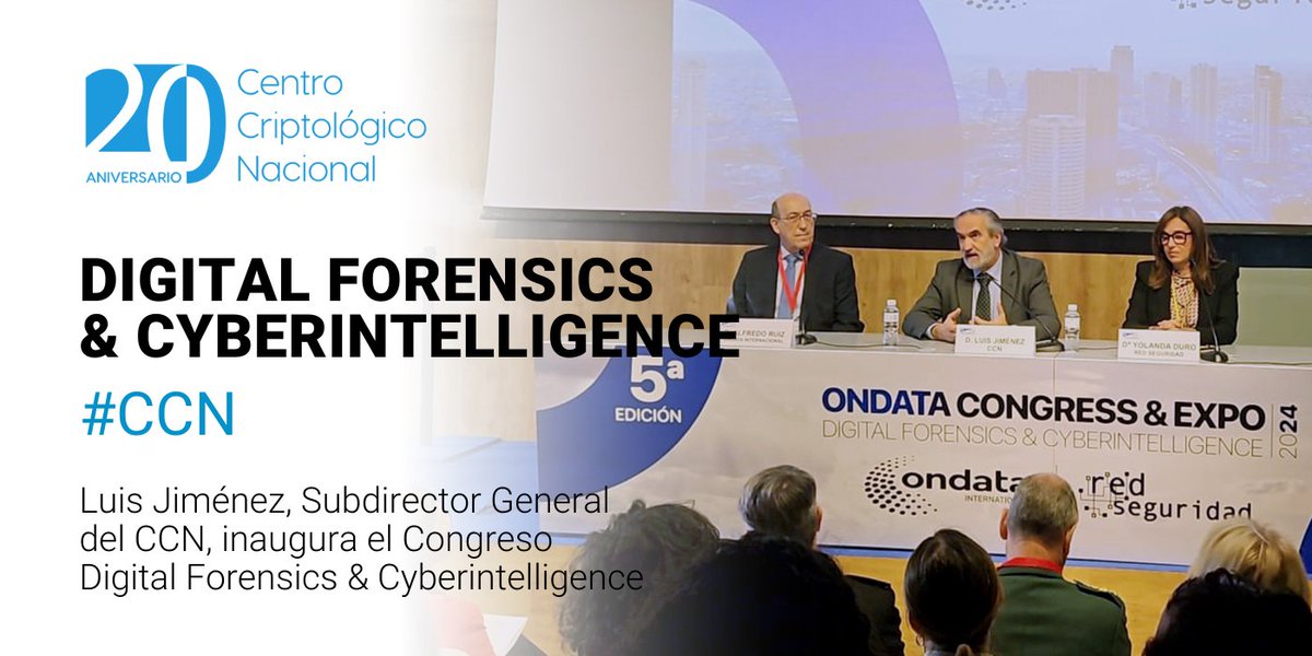 Luis Jiménez, Subdirector General del Centro Criptológico Nacional, ha inaugurado el Congreso Digital Forensics &amp; Cyberintelligence, un evento organizado conjuntamente por la revista <a href="/Red_Seguridad/">Red Seguridad</a>  y <a href="/OndataInt/">Ondata International</a> 🔒💻