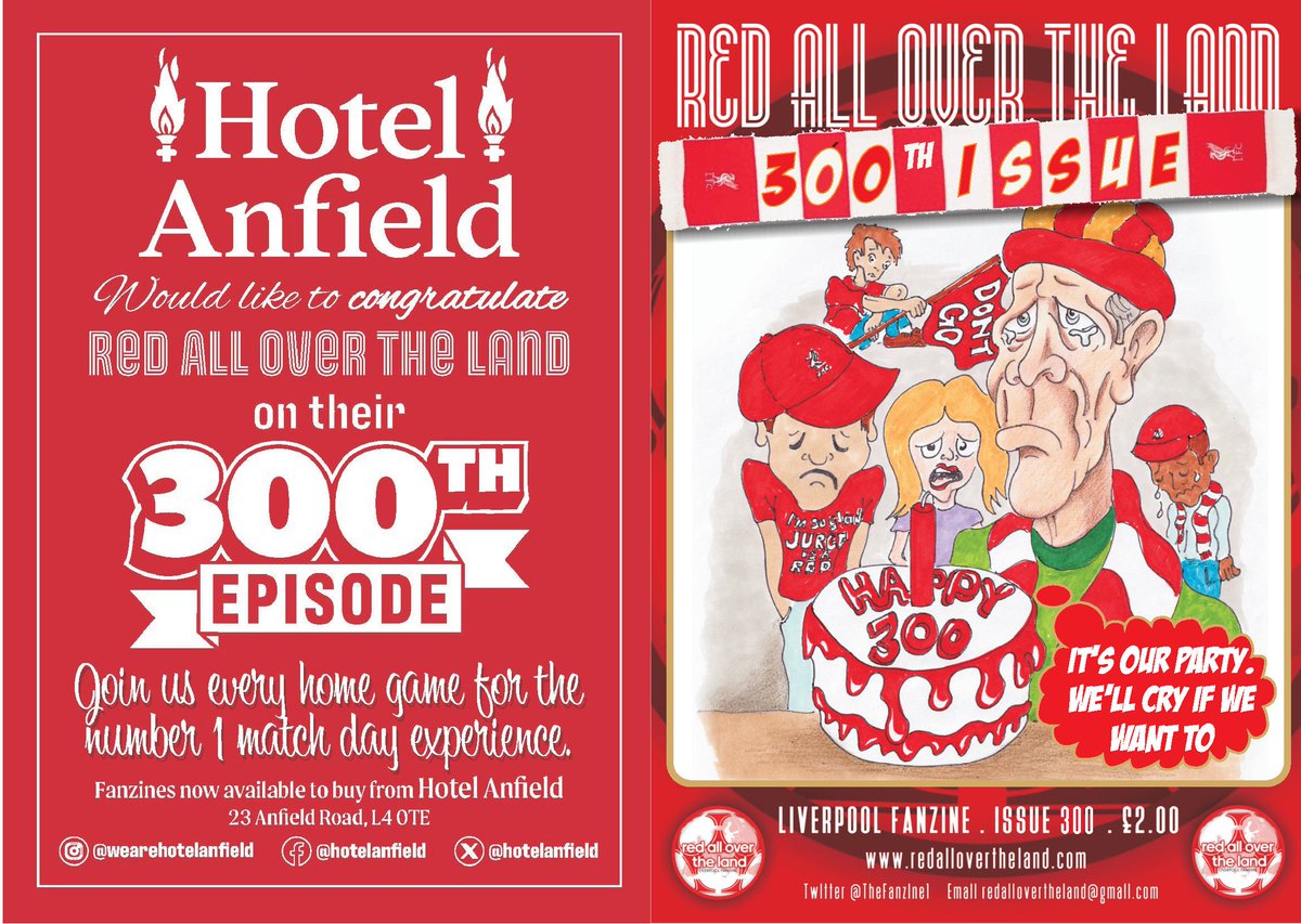 TheFanzine1's tweet image. Anyone wanting to buy Issue 300 of RAOTL you can do so from redallovertheland.com just go to the subscribe link. Only £2 +postage.