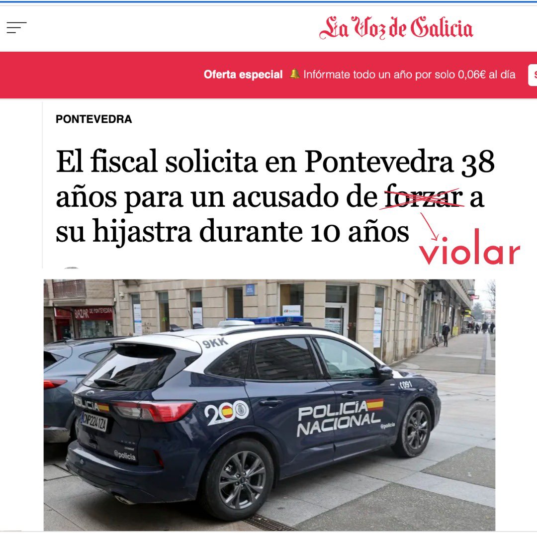 asxornalistas's tweet photo. Non é "forzar", é violar. Como tampouco son "casas de citas", nin as mulleres asasinadas "morren". 

O xornalismo debe descartar eufemismos que manipulan a realidade, de forma consciente ou insconsciente, e axudan a perpetuar a violencia machista. https://t.co/CBIfqvsO1v