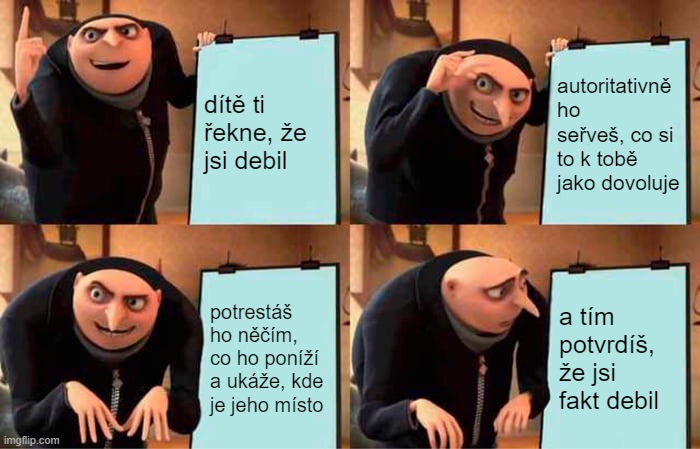 Pokud mi dítě řekne, že jsem debil, a já na to jako debil zareaguju, je otázkou, zda to dítě nakonec nemělo pravdu.

Slova psycholožky Boženy Lányové, která je v mnoha ohledech mým velkým profesním vzorem. Slova, která jsem si při praxi v děcáku mnohokrát opakoval, když jsem o