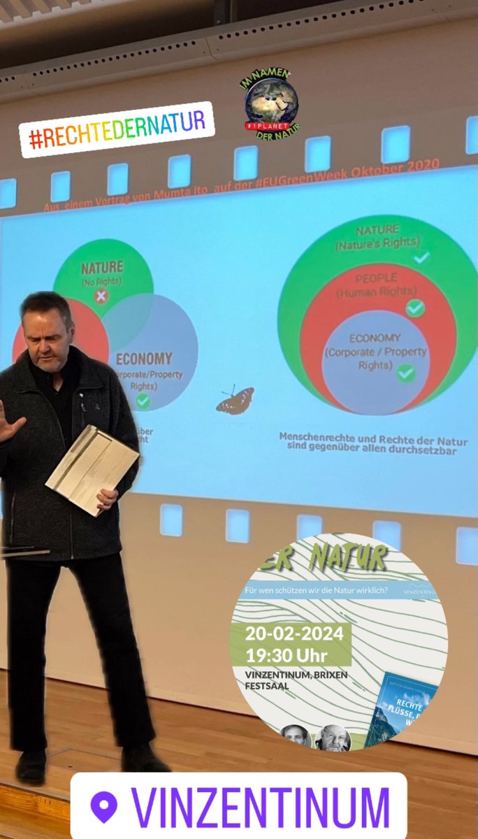 Buchvorstellung des im <a href="/oekomverlag/">oekom</a> erschienen Buches „Rechte für Flüsse, Berge und Wälder“ und kleiner Workshop zum Thema #RechtederNatur #RightsofNature im Vinzentinum in #Brixen. <a href="/GARN_EUROPE/">GARN EUROPE</a>