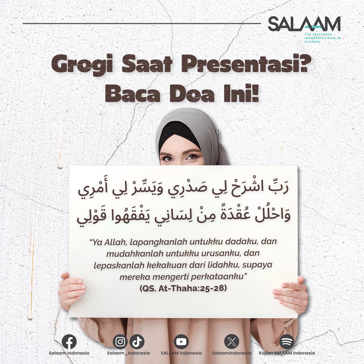 SalaamIndonesia's tweet photo. Grogi saat presentasi itu wajar, tapi jangan lupa ada doanya yang menjadi kekuatan kita. Setiap langkah diawali dengan bismillah, dan setiap keraguan kita titipkan pada-Nya.
Jangan lupa save dan share ke teman kamu yah!
#salaamindonesia #tipspresentasi https://t.co/j10Fl4ZcKt