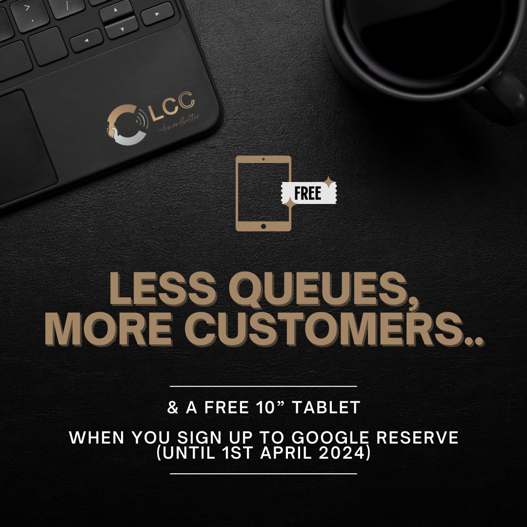 LCC_consultancy's tweet photo. Reach out to us if you would like info on how to integrate Google Reserve into your restaurant's booking system & receive a free 10” tablet as a handy treat from LCC 💝
#demandbetter #googlereserve #morebookings #depositsystem #integration #bookingsystem #latesttech https://t.co/MtCH62q6EG