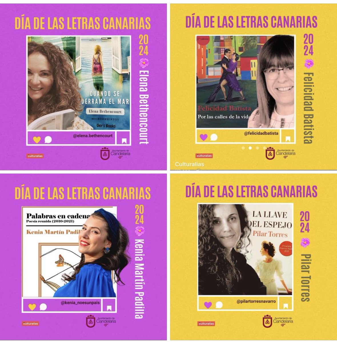 FelicidadBatist's tweet photo. 📚Miércoles 21 de febrero. De 18:00 a 20:00 h.
Un honor participar en el Día de las Letras Canarias. Celebrado por @culturalias en Zona Joven. Candelaria.
Puedes apuntarte en WhatsApp 623 03 07 17
#elenabethencourt #felicidadbatista #pilartorres #keniamartin #narrativacanaria https://t.co/SjyjwzMnlc