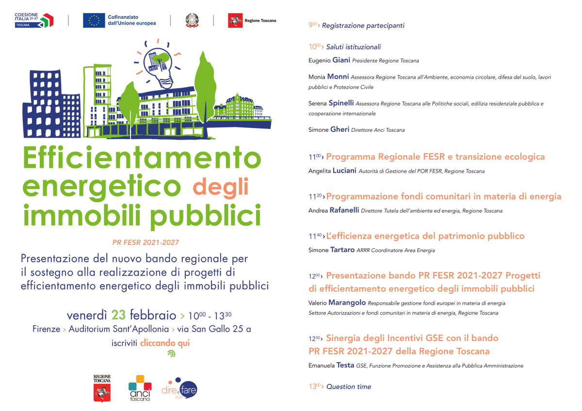 AnciToscana's tweet photo. Bando regionale per il sostegno alla realizzazione di progetti di #efficientamento #energetico degli immobili pubblici 
📌Venerdì 23 febbraio 10.00-13.30 all’Auditorium di Sant’Apollonia di Firenze l'incontro organizzato con @regionetoscana 

➡ Iscrizioni https://t.co/df0h6zdqTq https://t.co/fo8kFNIcyU