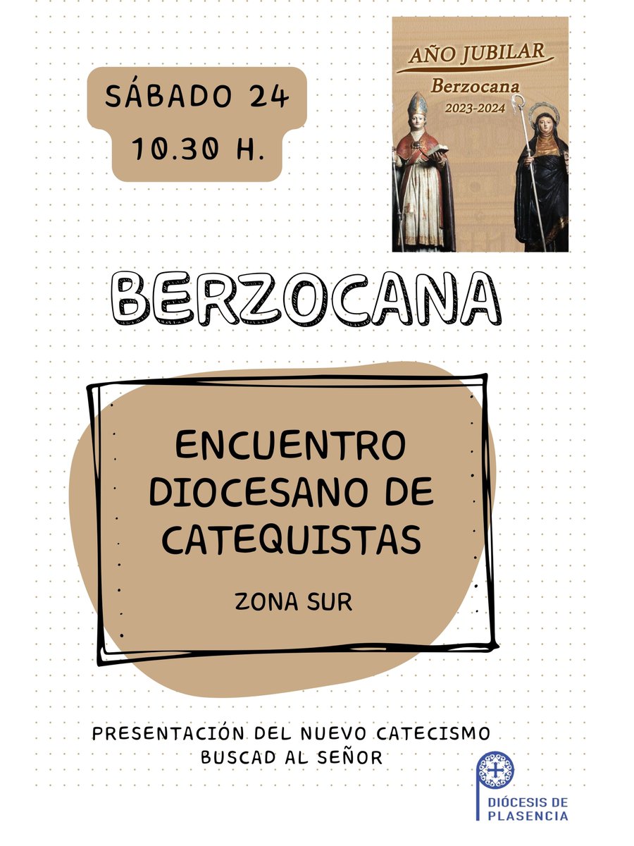𝐄𝐧𝐜𝐮𝐞𝐧𝐭𝐫𝐨 𝐝𝐞 𝐜𝐚𝐭𝐞𝐪𝐮𝐢𝐬𝐭𝐚𝐬 𝐞𝐧 𝐁𝐞𝐫𝐳𝐨𝐜𝐚𝐧𝐚

Los catequistas de la zona sur de la Diócesis están convocados a un encuentro el sábado en Berzocana.

👉bit.ly/3I7M0j7