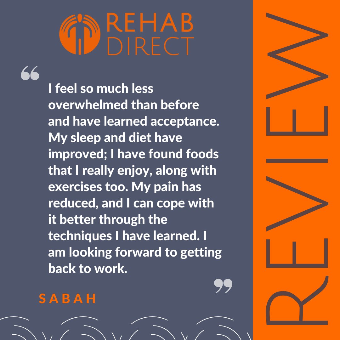 RehabDirect's tweet photo. Fantastic Feedback 🧡
 
Receiving feedback ensures we can provide the best service possible 🙌
 
It’s great to hear that our service has an impact on our patients' lives!
 
Take a look at some recent feedback we have received.
 
#Feedback #ChronicPain #Long-TermPain #Review https://t.co/mNC3y02SUF