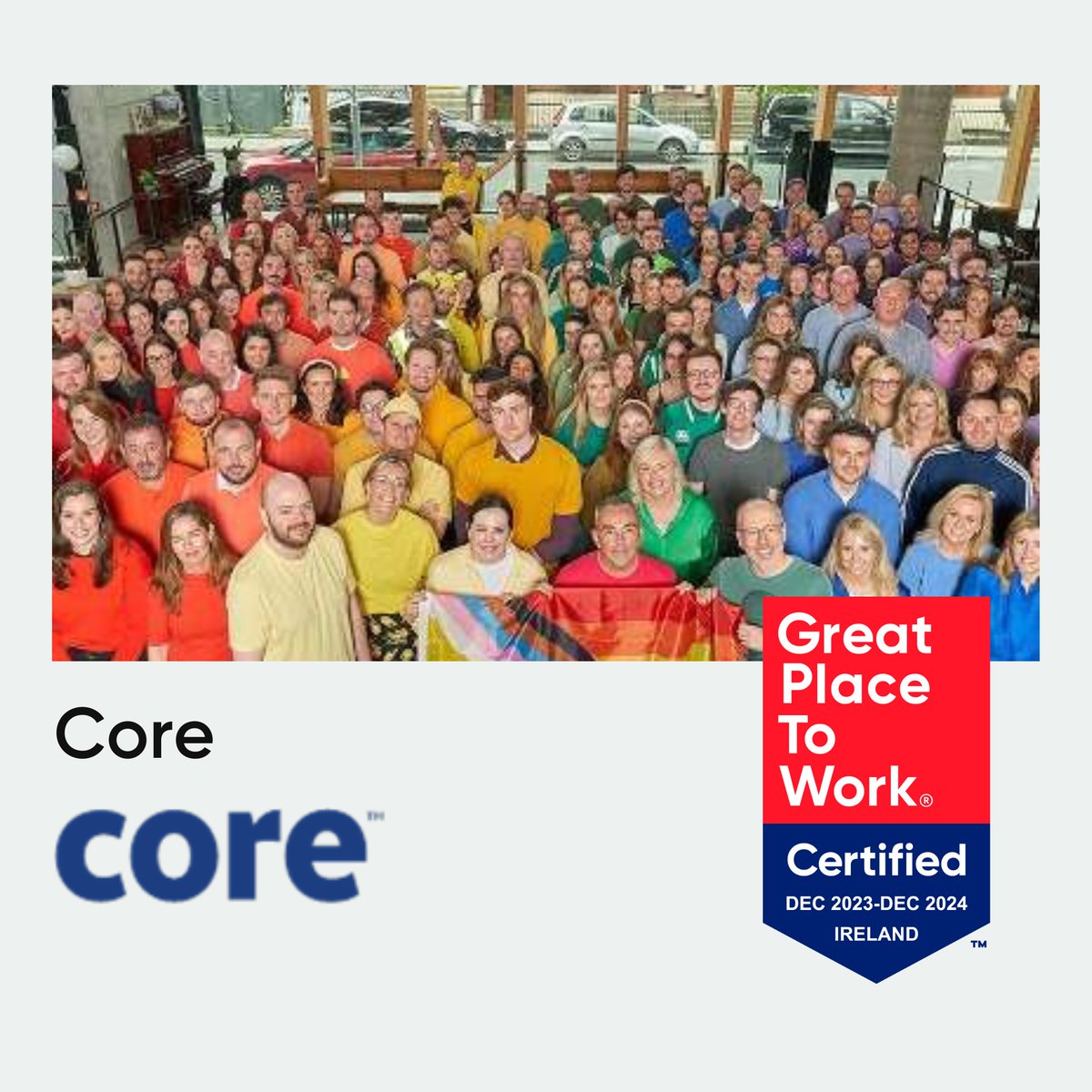 CERTIFICATION 🏅| Congratulations to Core for being Certified™ as a #greatplacetowork again! Well done to the team for this amazing achievement! 

Check out their Great culture 👉  hubs.li/Q02lGYz-0

#gptw #gptwcertified #certifiedgreat