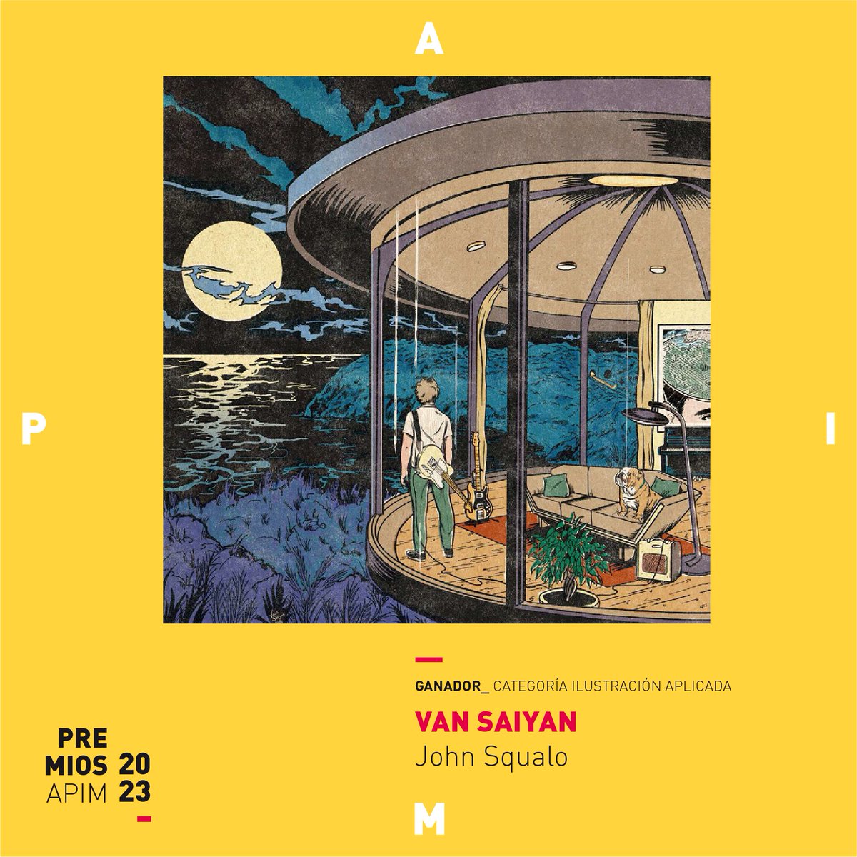 "John Squalo" es el proyecto de Van Saiyan que ha resultado ganador del Premio APIM 2023, en la categoría de Ilustración aplicada. Se trata de 3 ilustraciones que forman parte de los 3 primeros singles del músico catalán John Squalo, publicadas a finales del 2022. ¡Enhhorabuena!