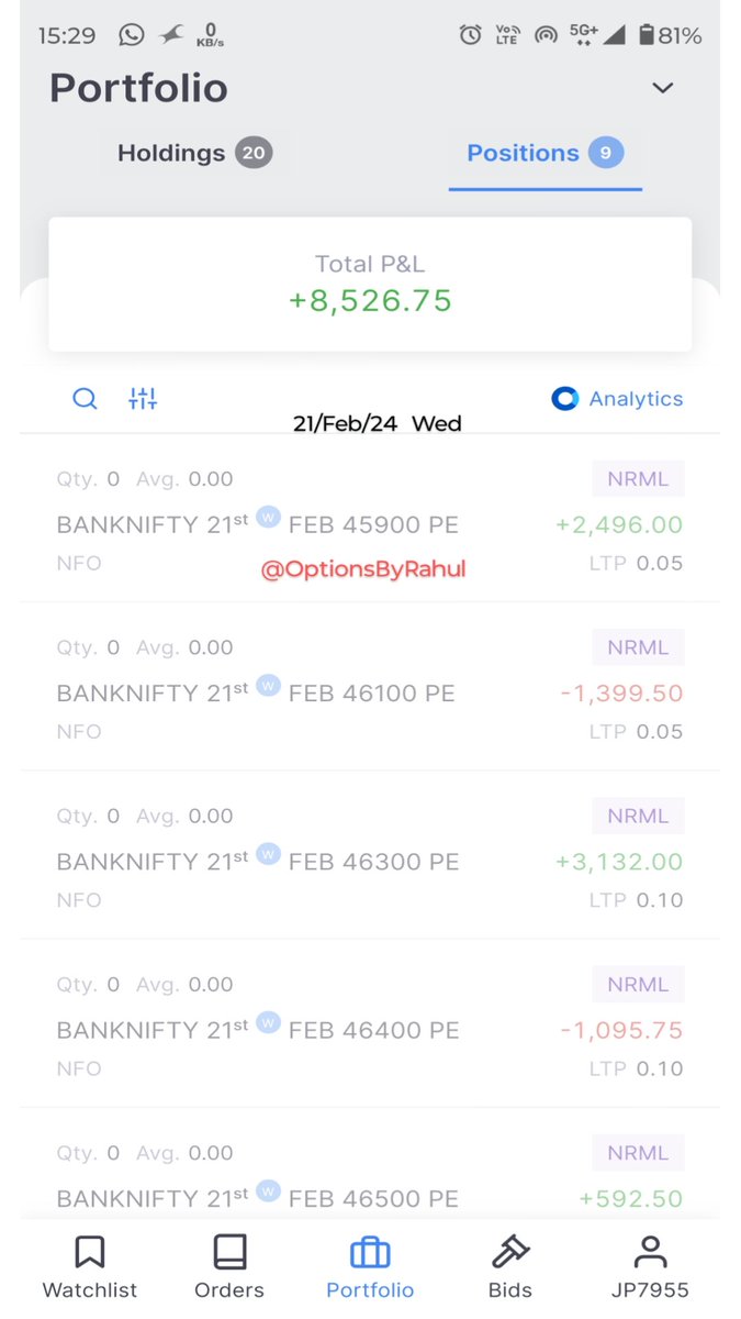 OptionsByRahul's tweet photo. A good day.
Capital used = 20Lakh
ROI = 0.4 %
Last 5 days = 🟢 🔴 🟢 🔴 🟢
#StockMarket #IntradayTrading #Strangle #OptionsTrading #Reliance #NiftyBank #HFCL #VikrantMassey #Animal #AmeenSayani #banknifty #CheQTurnsOne #NZvAUS #TheModiConclaveBihar #Zerodha #Nifty50 #SEBI https://t.co/xAB220ojei