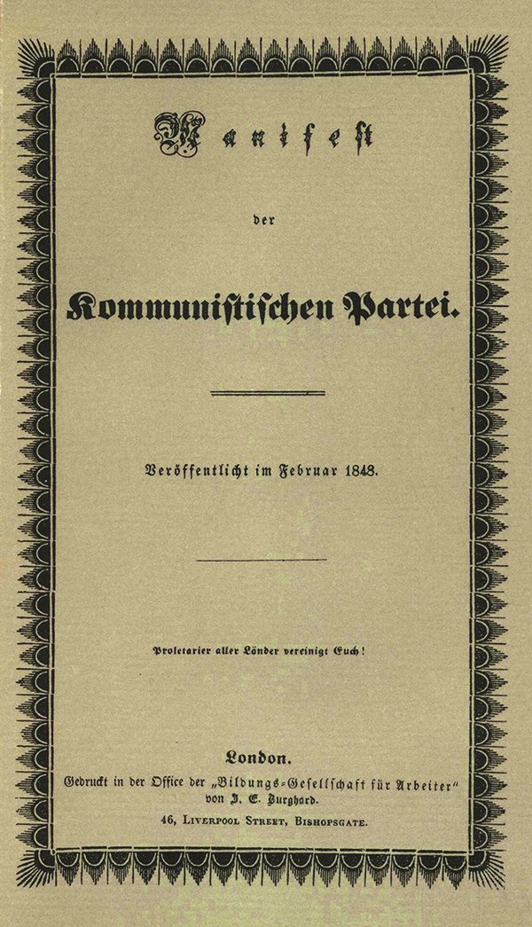 Feb 21 1848 - The Communist Manifesto, written by Karl Marx and Frederick Engels, is first published. marxists.org/archive/marx/w…