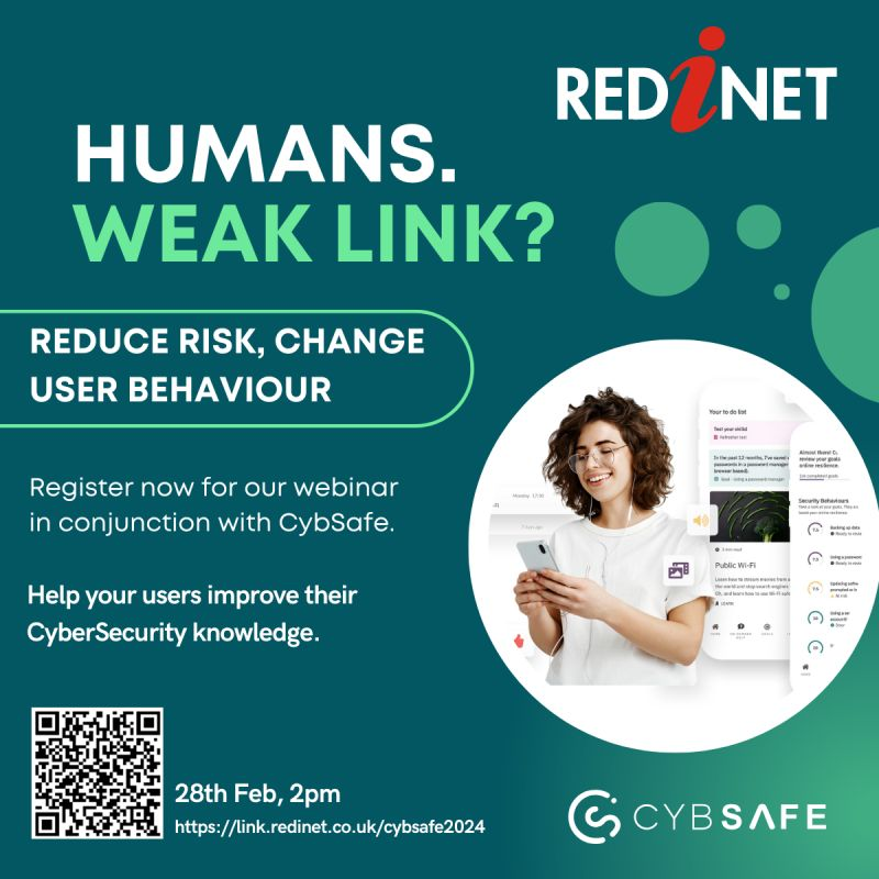 Event: Cyber essentials & security awareness See how #SecurityAwareness training can be integrated into a sleek Cyber Essentials strategy. cybsafe.me/4bxJdxn #Redinet #CyberSecurity #CybSafe #CyberEssentials