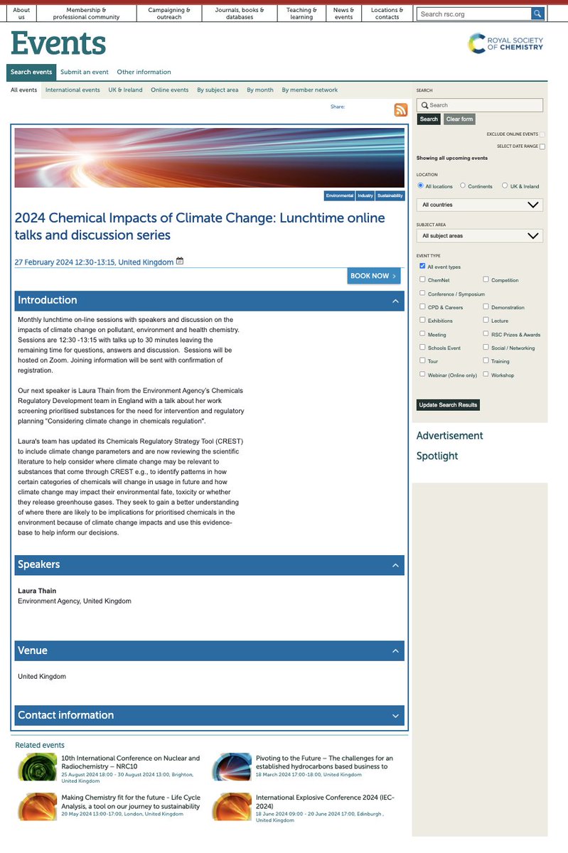 DrTomasS's tweet photo. Excited about our next @RSC_ECG/@RSCToxGroup Chemical Impacts of Climate Change seminar.

The @EnvAgency's Laura Thain will talk about “Considering climate change in chemicals regulation".

Register here: https://t.co/c9hWVBx691. https://t.co/IvjErZva3e
