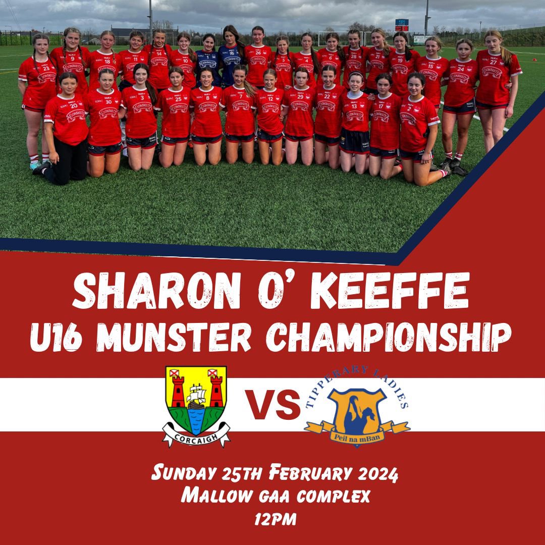 Our u16s are hoping to continue their winning streak this weekend as they take on @TippLadiesFB in Mallow this Sunday 25th . Tickets available at the link in bio. universe.com/events/munster… @ClonakiltyBP @PlayrFit @eastcorklgf @westcorkladies @mid_cork @NorthCorkLF