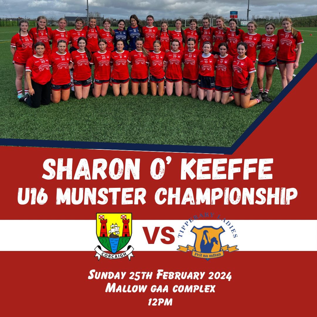 Cork LGFA (@corklgfa) on Twitter photo Our u16s are hoping to continue their winning streak this weekend as they take on <a href="/TippLadiesFB/">Tipp Ladies Football</a> in Mallow this Sunday 25th .
Tickets available at the link in bio.
universe.com/events/munster…
<a href="/ClonakiltyBP/">Clonakilty Food Co</a> <a href="/PlayrFit/">Playr-fit</a> <a href="/eastcorklgf/">East Cork LGF</a> <a href="/westcorkladies/">WestCorkLGFA</a> <a href="/mid_cork/">Mid Cork LGFA</a> <a href="/NorthCorkLF/">NCLF</a> Our u16s are hoping to continue their winning streak this weekend as they take on <a href="/TippLadiesFB/">Tipp Ladies Football</a> in Mallow this Sunday 25th .
Tickets available at the link in bio.
universe.com/events/munster…
<a href="/ClonakiltyBP/">Clonakilty Food Co</a> <a href="/PlayrFit/">Playr-fit</a> <a href="/eastcorklgf/">East Cork LGF</a> <a href="/westcorkladies/">WestCorkLGFA</a> <a href="/mid_cork/">Mid Cork LGFA</a> <a href="/NorthCorkLF/">NCLF</a>