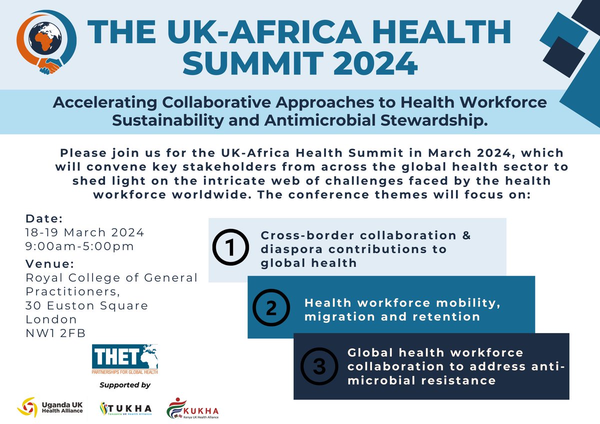 Save the date! 📅 Packed with expert speakers and dynamic sessions, the UK-Africa Health Summit is a major event in the #GlobalHealth calendar. 🎟️ Get your tickets here 👉uk-africahealthsummit.org