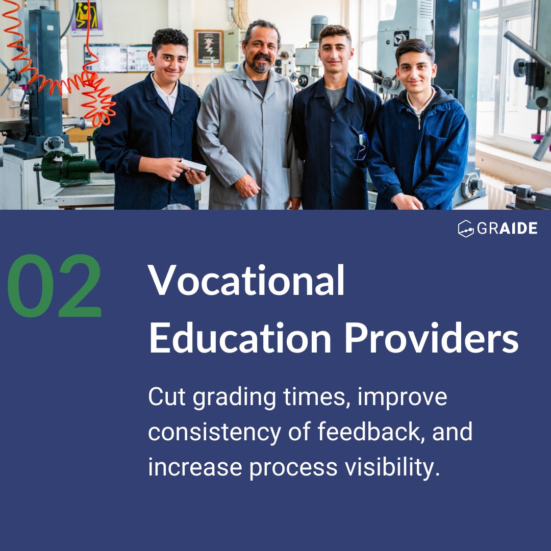 GraideFeedback's tweet photo. Let's talk about who can use Graide. If you fit into any of the below, then Graide can help innovate your assessment processes.

Learn more at https://t.co/TQAtB74fni

#Graide #HE #FE #vocationaleducation #CIPD #aieducation https://t.co/Gbvpp0VZ8r