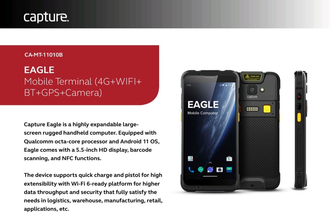 Capture Eagle Android Mobile Terminal with UK charger only £379

Accessories include...

Charging cradle: £29
Pistol grip: £29

3 and 5 year service contract options

Note: Prices exclude VAT

Contact sales@iposltd.com to place your order