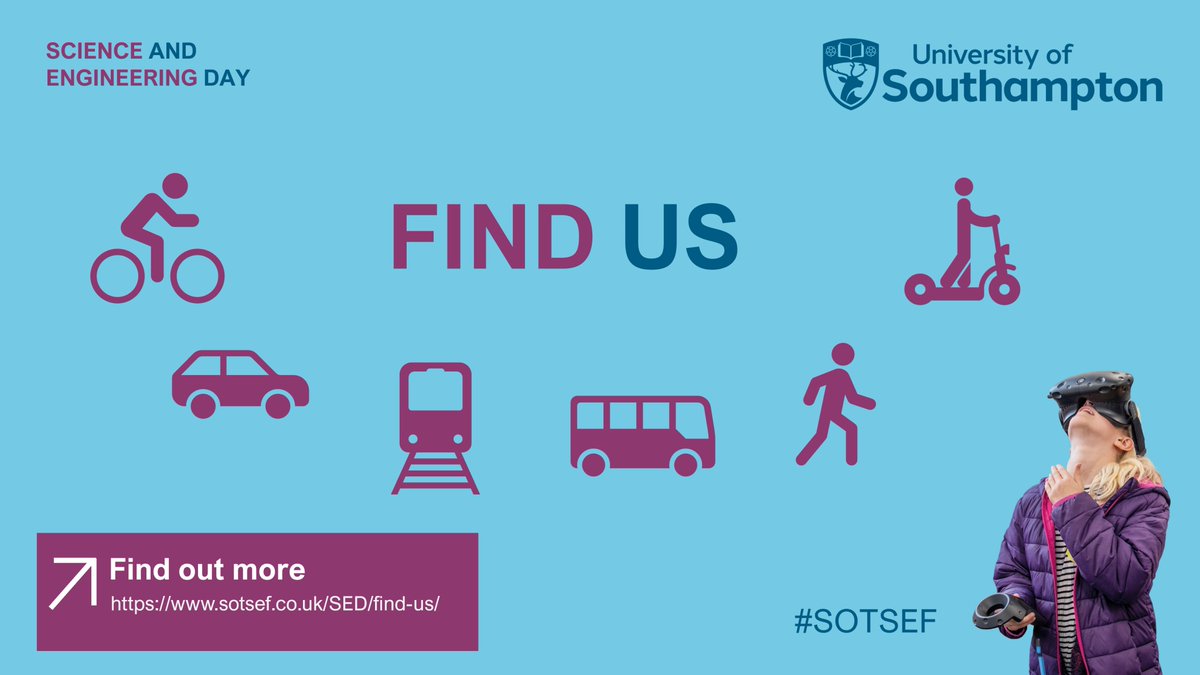 🗺️ Plan your visit to Science and Engineering Day now! Explore all the ways to reach us here 👉 sotsef.co.uk/SED/find-us 🚌🚶🚲🚆🛴 🌳Don't forget - if you travel to campus sustainably, you'll be in with a chance of winning one of our Travel Sustainably prizes! 🏆 #SOTSEF