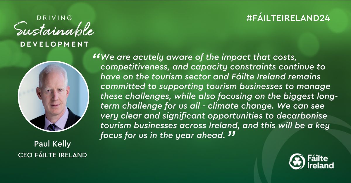 Failte_Ireland's tweet photo. Fáilte Ireland announces ambitious 2024 plans with focus on sustainable tourism development.  

The plans were unveiled at a virtual briefing for the tourism industry tourism today.  

The session was officially opened by Minister @cathmartingreen and watched by over 1500 tourism operators, providers and employers from across the sector. 

Read more here 👉 https://t.co/XgCUSDxGle

#FáilteIreland24