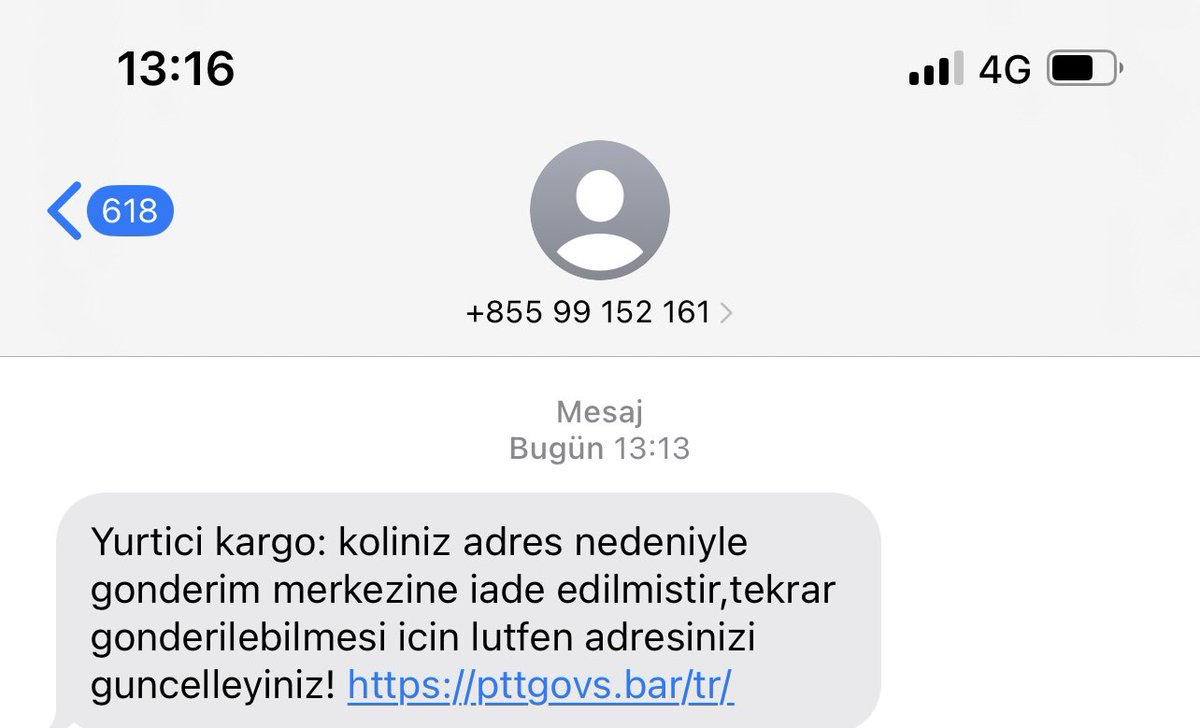serayatsiz's tweet photo. @PTTKurumsal evde olduğum bir anda gelen mesaj. 
Gelmediğiniz yere yeniden gelmek için para istediğiniz bir sayfaya yönlendiriliyorum. Teşekkürler @PTTKurumsal https://t.co/i0bKkin6nN