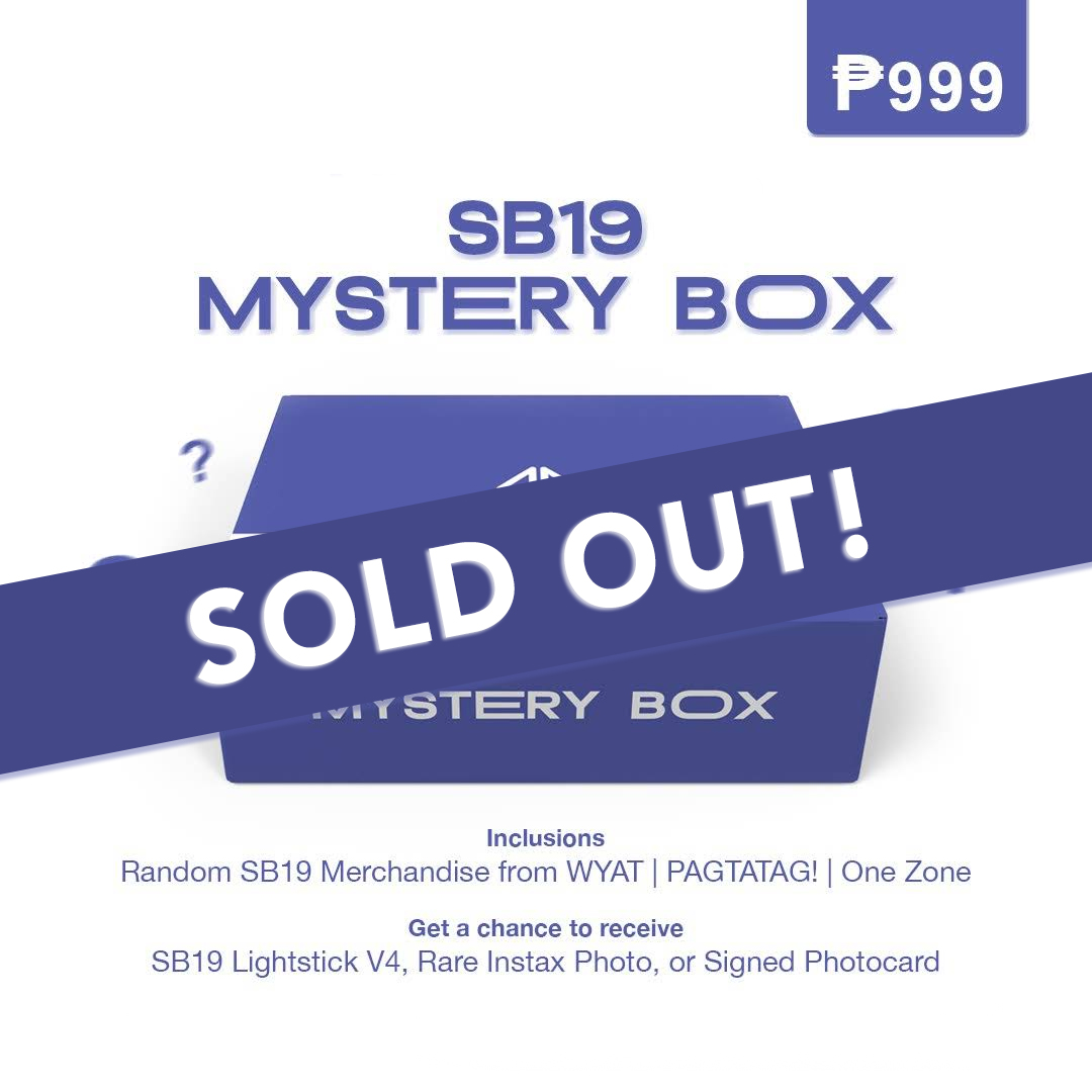 SB19Official's tweet photo. 🔹SB19 MYSTERY BOX
SOLD OUT!

For questions/inquiries, please contact us at merch@1zentertainment.ph. Thank you!

#SB19 #SB19MysteryBox https://t.co/cM32NBVBQP