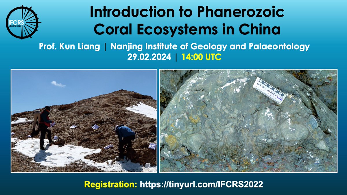 Dive into the fascinating world of Phanerozoic Coral Ecosystems in China with Prof. Kun Liang! 
📆 29.02.2024
⏰ 14:00 UTC 
📍 tinyurl.com/IFCRS2022
#CoralEcosystems #China #ScienceTalk #palaeontology #IFCRS