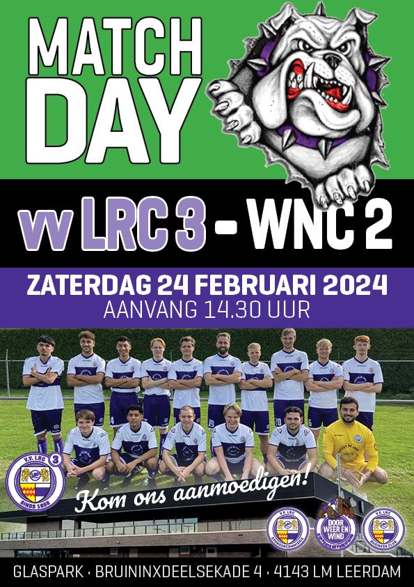 LRCLeerdam3's tweet photo. Zaterdag 24 februari om 14:30 uur de kraker tegen WNC 2. Kom ons aanmoedigen https://t.co/9yoEs8mjja
