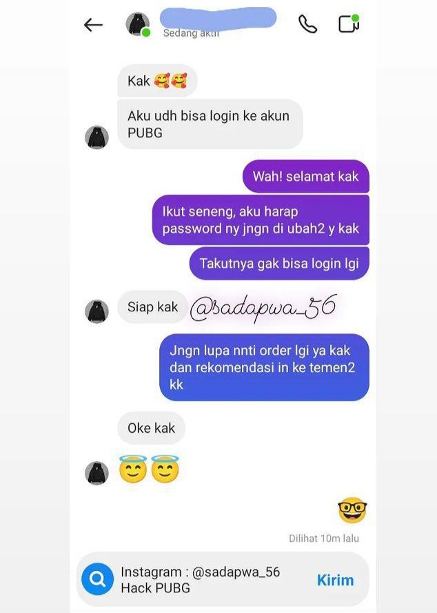 sadapwa_56's tweet photo. Melayani pulihkan akun Mobile legend dan Pubg dll.
No Wa : 085-727-093-167
#hackml #hackpubg #PUBGMOBILE #mobilelegendsbangbang #MobileLegends https://t.co/fTQard68jJ