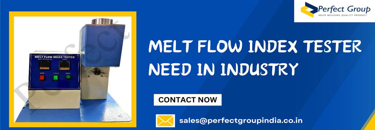 perfectgroup12's tweet image. Melt Flow Index Tester Need In Industry
Original Posted on: perfectgroupindia.co.in/melt-flow-inde…
Melt flow index tester is a useful instrument in many sectors because it lets you perform an analysis of a polymer&apos;s flow qualities.
#perfectgroupindia  #industrial  #meltflowindextester