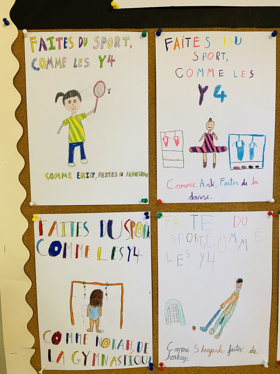 BJAB_French's tweet photo. #BJABYear4 children used their French skills and creativity to make posters promoting sports. Follow their advice and have a healthy lifestyle 🏸🩰🏀🤸‍♀️🏒 🧗  #BJABFrench #BJABSport https://t.co/coBVFFDQzA