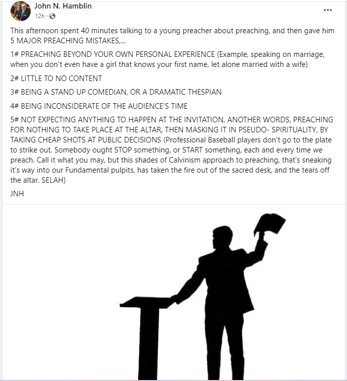 weecalvin1509's tweet image. Not sure which part of @DrJohnNHamblin 45 minute advice I found the most amusing.

2# (sic) Little or no content #FluffStuff 
#3 (sic) Being a stand up comedian or dramatic  thespian
or 5# (sic) "this shades (sic) of Calvinism approach that's sneaking it's (sic) way etc."
#Funny