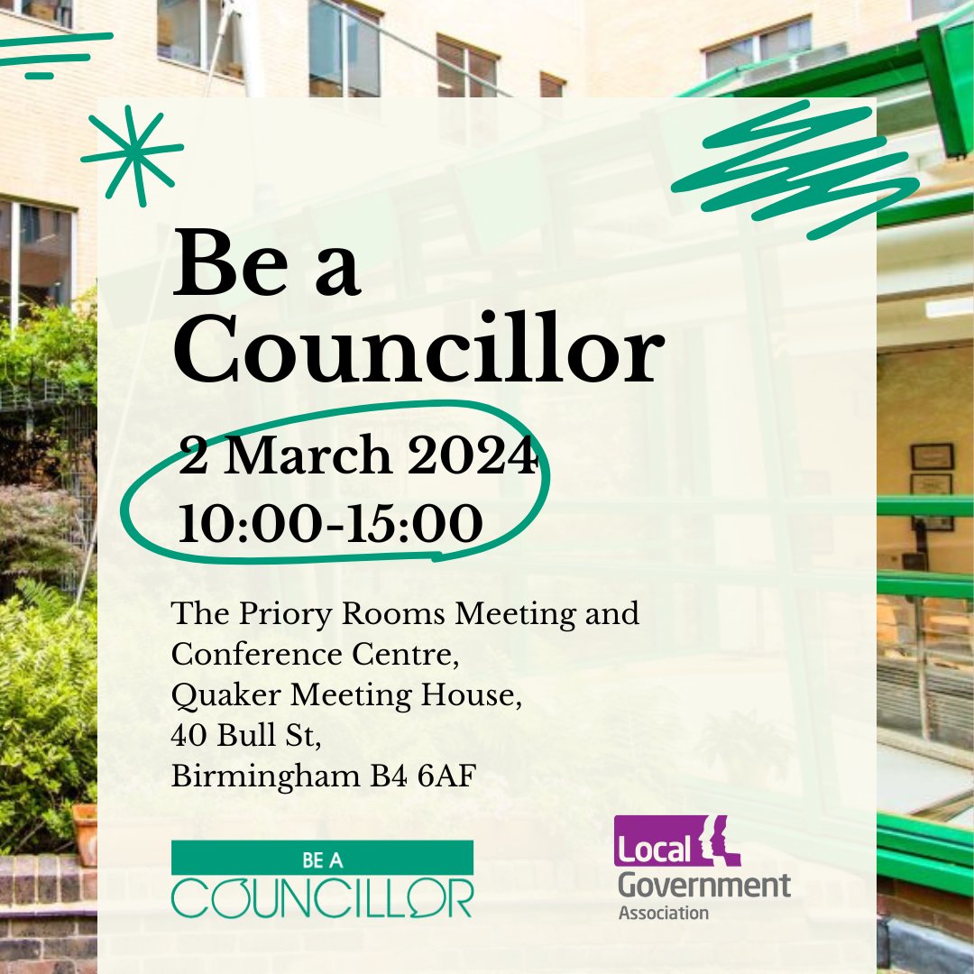GreenCllrs's tweet photo. We are hosting an event for local election candidates in Birmingham on 02 March from 10:00 - 15:00 at the Priory Rooms! We welcome candidates and others thinking about running in future #elections. Please share with your network 💚

Sign up today - https://t.co/I4WzAn77Da https://t.co/iq0l9kxzue