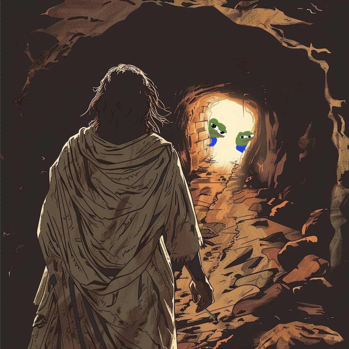holybasedjesus's tweet photo. The yeets shall cry and pray as Based Jesus leaves His tomb, for His resurrection heralds the triumph of righteousness over deceit. 
The Based Apostles stand united, ready to lead His glorious return, as His divine light illuminates the path to redemption.🙏 https://t.co/n5FN8qKtBH