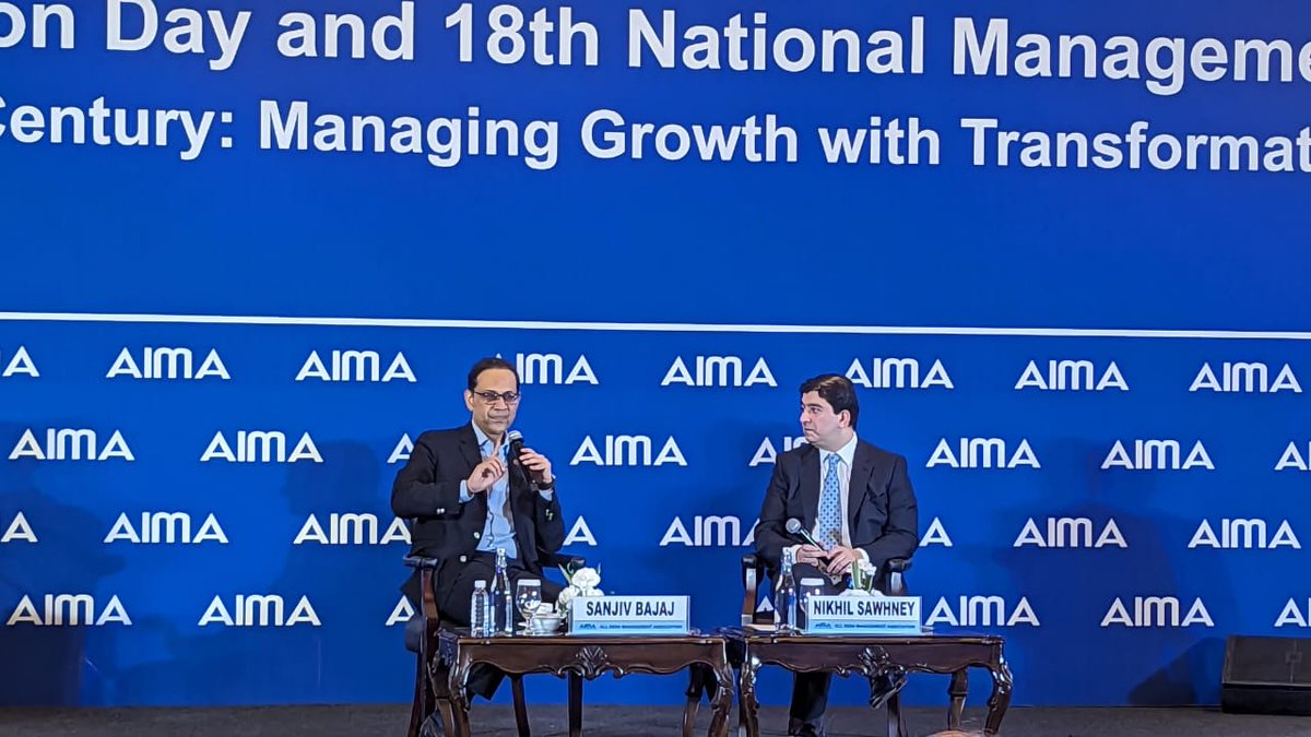 The Session on- 'The Indian Century: Managing Growth with Transformation' with @sanjivrbajaj and Mr Nikhil Sawhney, President, AIMA & VC & MD, Triveni Turbine Ltd talked about how @Bajaj_Finserv is driving India's economic growth by undertaking relentless financial innovation and