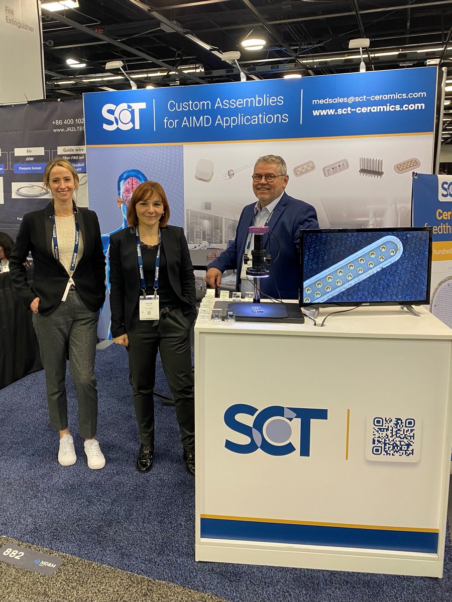 First time exhibiting at #MDMWEST2024 and what a show! Thank you to all who stopped by our booth to look at our implantable, ceramic feedthroughs and casings and to discuss their projects. If you would like more information, please reach out to medsales@sct-ceramics.com