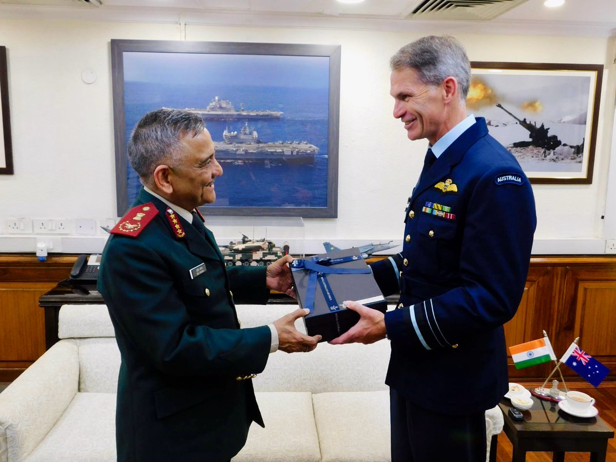 In Pics | Air Marshal Robert Chipman, Australia's Chief of Air Force called on CDS Gen Anil Chauhan. They held discussions held on strengthening the comprehensive strategic partnership and expanding bilateral defence cooperation.