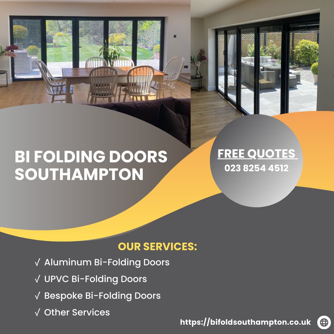DoorsFold's tweet photo. This week, Bi-Fold Doors Southampton completed projects with Aluminum, UPVC, and Custom-made Bi-Folding Doors, bringing natural light and a seamless indoor-outdoor transition to homes. Contact 023 8254 4512 or visit https://t.co/TGSidB5412.

#southampton #aluminumbifoldingdoors https://t.co/y9f8mS0Q05