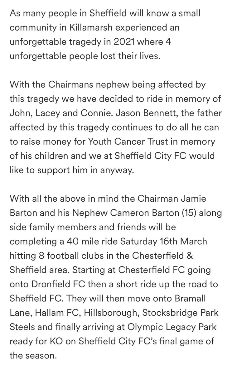 Doing a bike ride round grounds local to us, for Teenage Cancer trust… be good if you could chuck a Quid or two quid in to help the chub rub 😂

Have a read why 💚

gofund.me/d5df673b #swfc #twitterblades #Sheffield #sheffieldissuper #sheffieldfc #hallamfc #dronfieldtown
