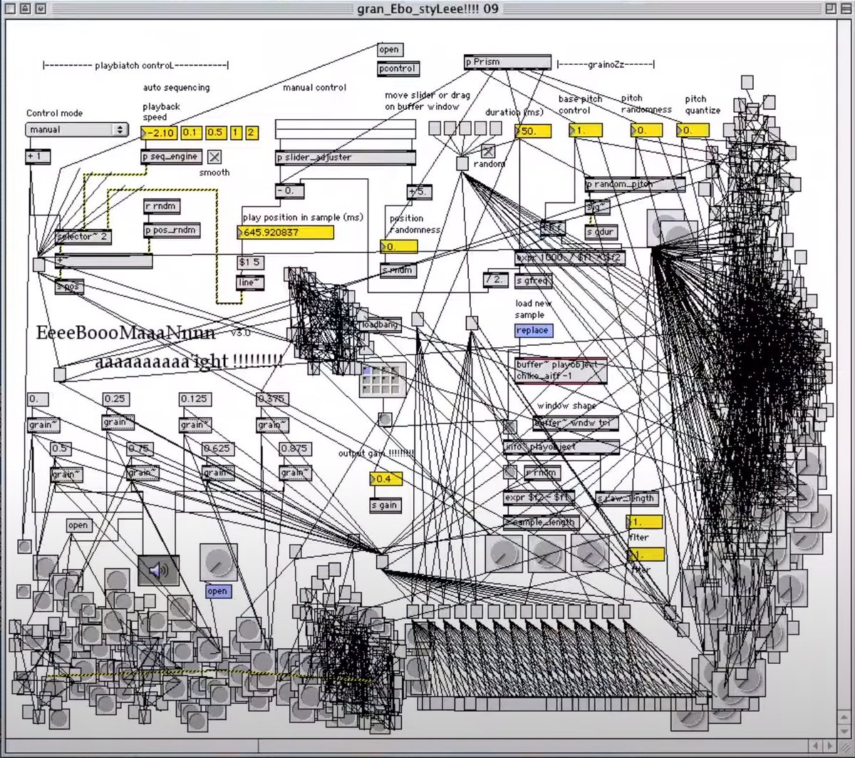 mypandashallfly's tweet image. 𝙼𝙸𝚂𝚂𝙸𝙽𝙶 𝙼𝚄𝚂𝙸𝙲: I’ve been collecting odd and quirky #computermusic software &amp;amp; #MaxMSP patches for a year now. But, there are still many that I haven’t found that I really really want to. 

If anyone has any leads on where to look for these, I’d be very grateful!🕵🏽‍♂️💻