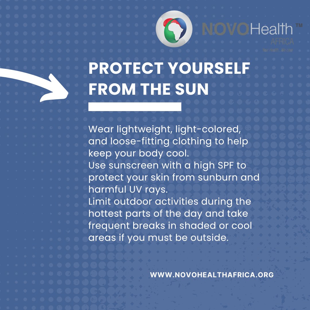 NovoHealthHMO's tweet image. Beat the heatwave with these simple tips!
What other tips do you have? Let us know in the comment section ☀️💧

#HeatwaveTips #StayCool #StayHydrated #Healthcare #BeatTheHeat #ClimateChange #HMO