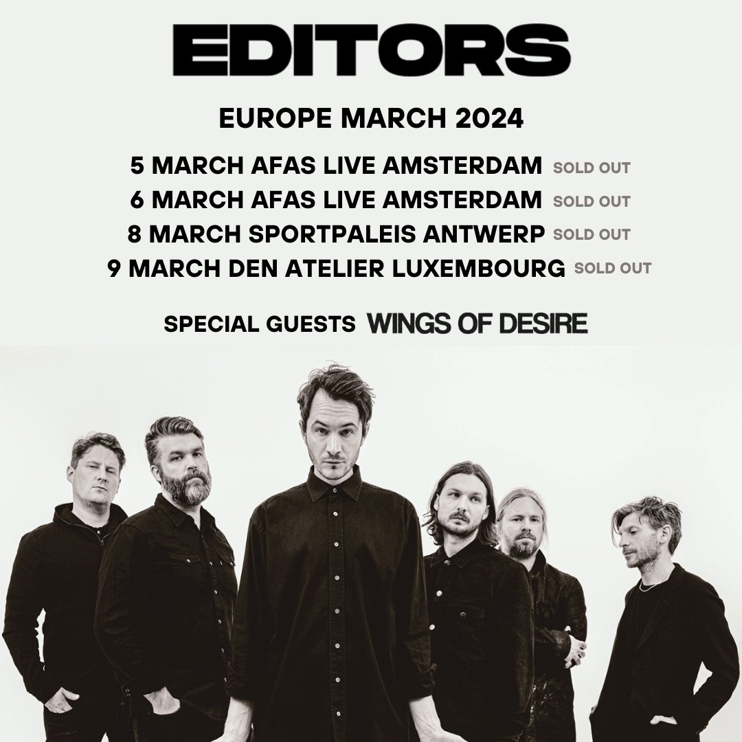 Very happy to have @wingsofdesir3 joining us out on the road in Europe this March! See you soon Amsterdam, Antwerp and Luxembourg!