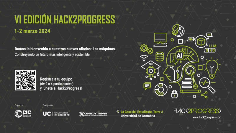 Universidad de Cantabria (@unican) on Twitter photo ¡Regresa a <a href="/unican/">Universidad de Cantabria</a> el hackatón #Hack2Progress organizado por <a href="/CICactualidad/">CIC Consulting Informático</a>!
Una experiencia donde estudiantes y profesionales se unen para desarrollar un prototipo innovador.
¡Premio al mejor diseño, presentación y proyecto!
¡Registra a tu equipo ya!
ℹ️ hack2progress.com ¡Regresa a <a href="/unican/">Universidad de Cantabria</a> el hackatón #Hack2Progress organizado por <a href="/CICactualidad/">CIC Consulting Informático</a>!
Una experiencia donde estudiantes y profesionales se unen para desarrollar un prototipo innovador.
¡Premio al mejor diseño, presentación y proyecto!
¡Registra a tu equipo ya!
ℹ️ hack2progress.com