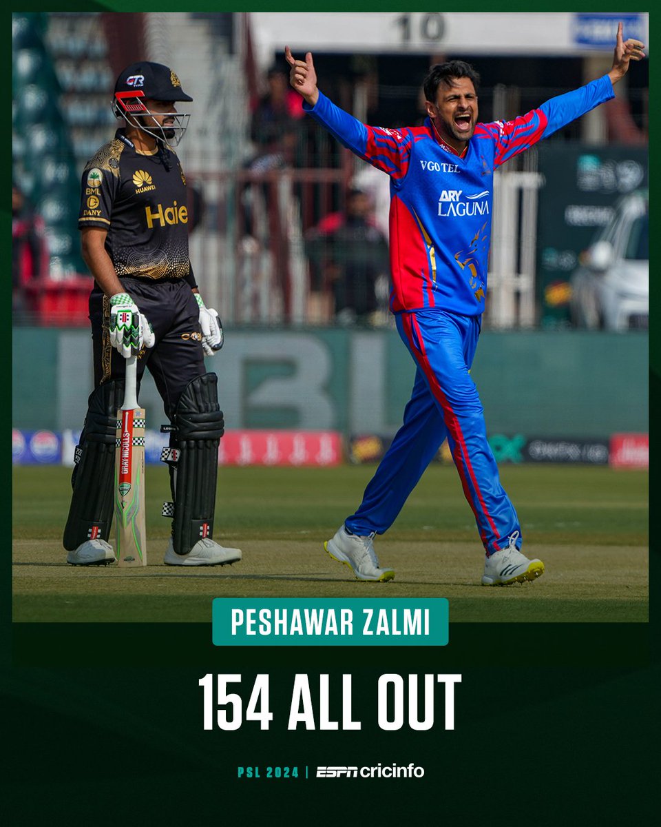 cricinfo's tweet photo. Babar Azam held Peshawar Zalmi together with 72, but otherwise only Rovman Powell and Asif Ali made it into double figures 👀

Will Karachi Kings chase 155 for victory?

https://t.co/2OQexzA4hm | #PSL2024 https://t.co/wFzmSlabgb