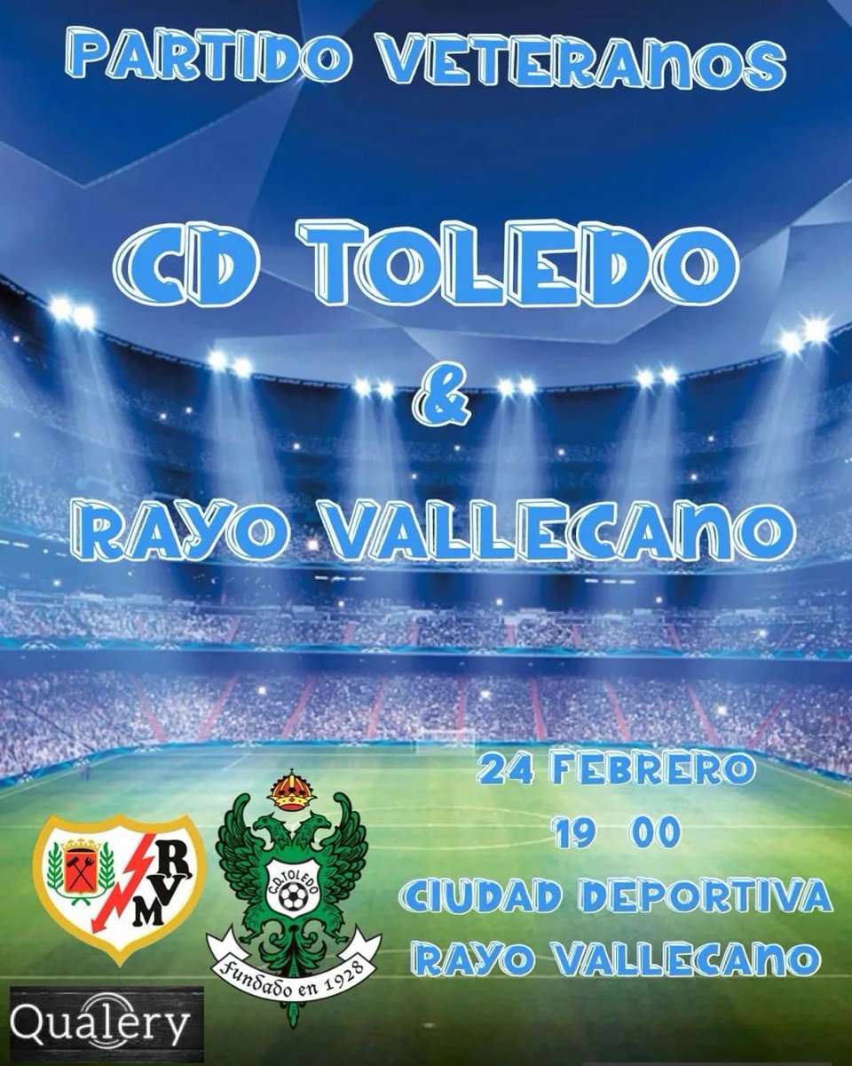 rvmveteranos's tweet photo. ⚽⚡ Este próximo sábado 24 disputaremos un emocionante partido de confraternidad con los amigos del @ToledoVeteranos 
 
⚔️ #AVRV - Veteranos @cd_toledo 
🏟️ Ciudad Deportiva @RayoVallecano
⏰ 19.00 h

❗No te lo pierdas❗

#PartidoAmistoso #FutbolVeteranos https://t.co/FMtnpav8ed